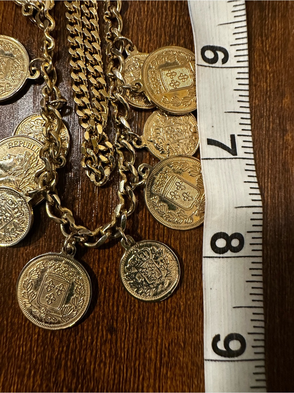 Gold Tone Coin Charm Choker Necklace - Women Jewelry - Picture 5 of 6